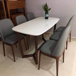 Bộ bàn ăn Concord mặt đá marble kèm 4 ghế grace