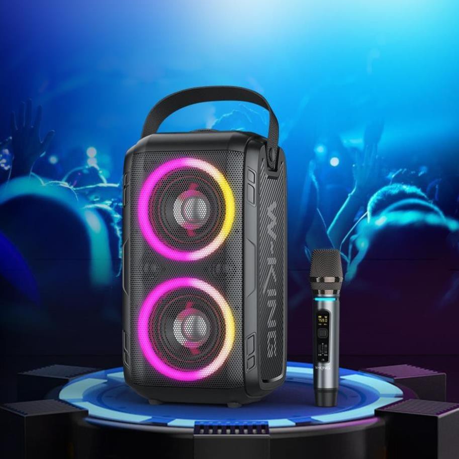 Loa bluetooth W-KING T9, Loa karaoke di động, công suất cao 80W, đèn led RGB+ KÈM 1 micro, âm thanh đỉnh cao, chất lượng