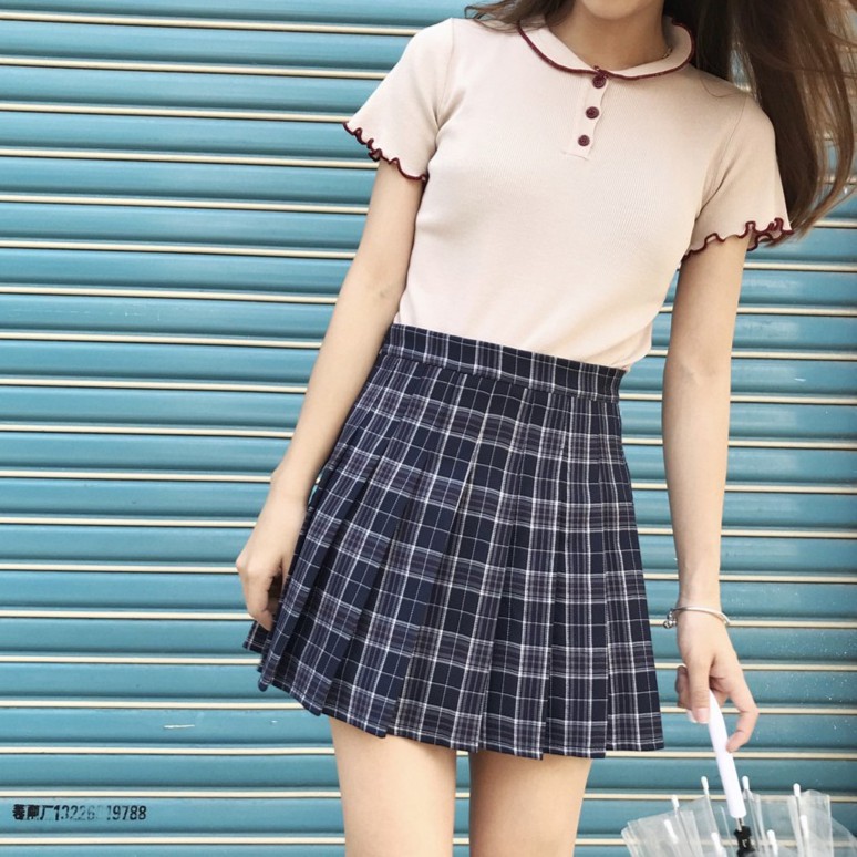 [QUÀ TẶNG LÀ DÂY BUỘC TÓC BẠN NHÉ] Chân váy Tennis lưng cao xếp ly Style Ulzzang có lót trong - Màu Trắng / Đen / Caro