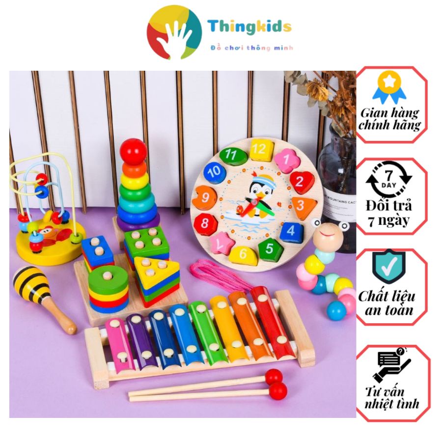 Combo 6 Món Đồ Chơi Gỗ Thông Minh An Toàn cho bé - Thingkids