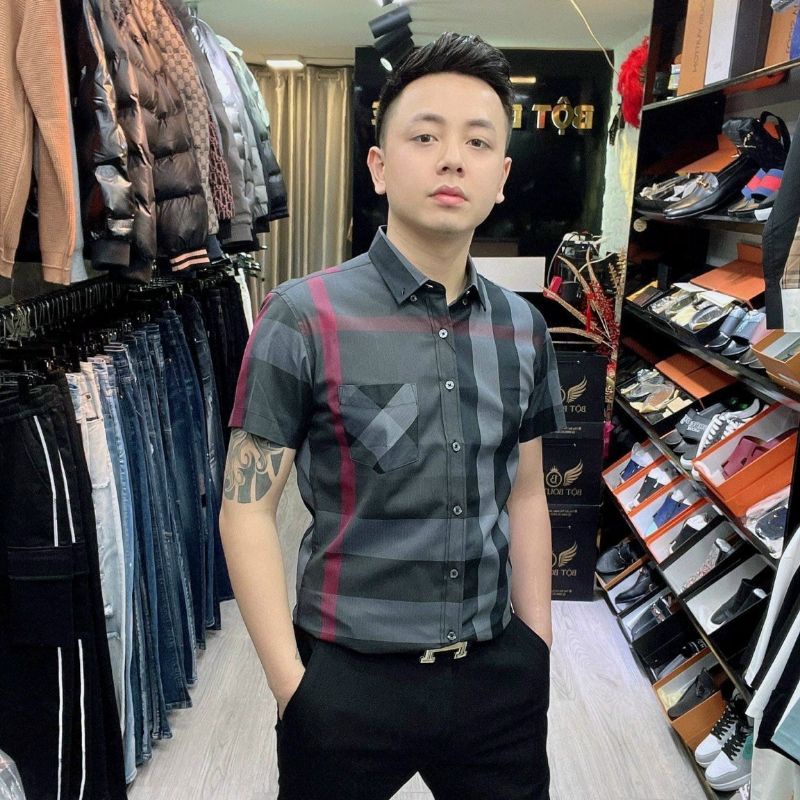 Áo sơ mi nam nữ bbr sọc caro tay ngắn và tay dài
