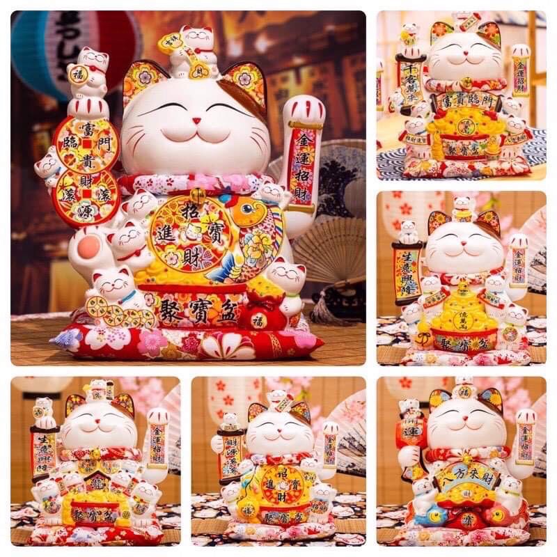 Mèo thần tài, mèo may mắn Neko maneki Phúc Lộc viên mãn (25-29-32cm)