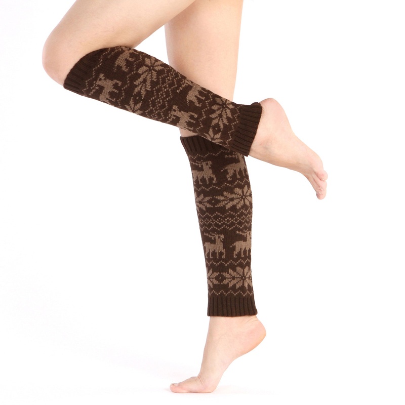 Xiangbao Vỏ Bọc Đầu Gối Dệt Kim Giữ Ấm Chân Hình Bông Tuyết Tuần Lộc Giáng Sinh Cho Nữ