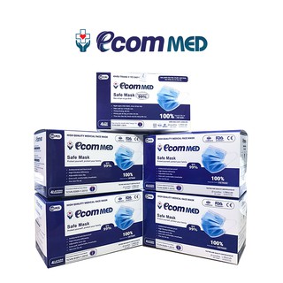 Combo 5 Hộp Khẩu Trang Y Tế EcomMed 4 Lớp Thông Thoáng Không Đau Tai Kháng