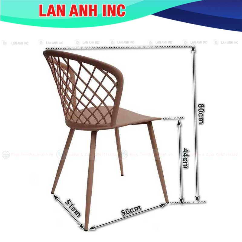 Ghế nhựa cafe văn phòng bàn ăn chân sắt tựa lưng cao đẹp eames LAGE323