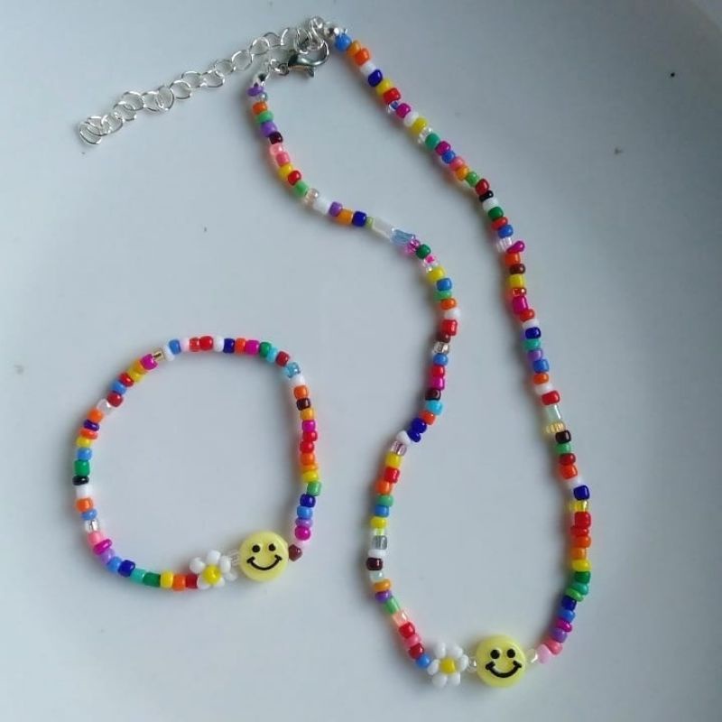 set choker, dây chuyền, vòng tay hạt cườm handmade