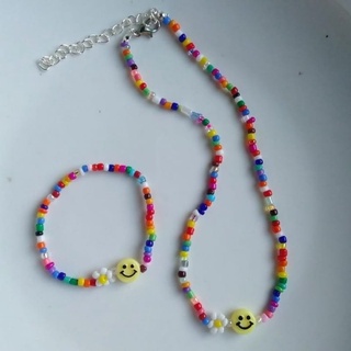 Set choker, dây chuyền, vòng tay hạt cườm handmade