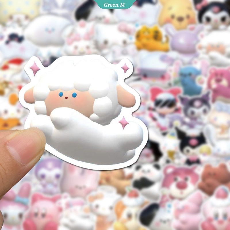 SANRIO Bộ 50 Miếng Dán Trang Trí Laptop Họa Tiết Mèo Hello Kitty Dễ Thương