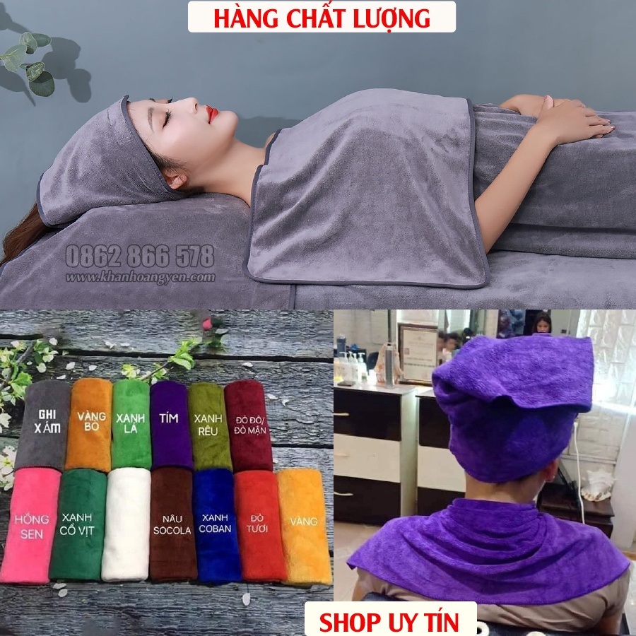 Khăn gội đầu Salon, Quấn đầu Spa, Loại dày Mềm mịn siêu thấm nước, khăn lau chuyên dụng Salon Tóc, nail, spa KT 35*75
