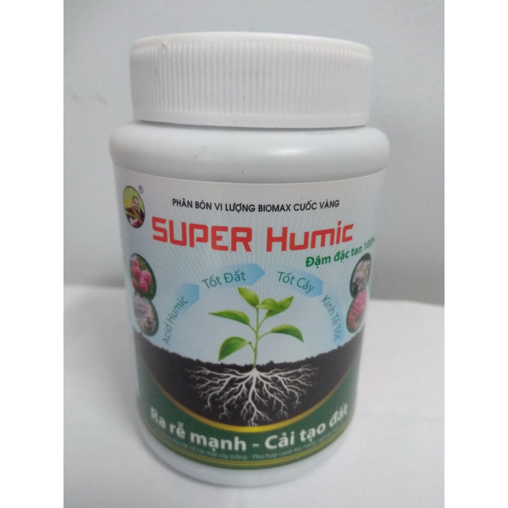 Phân bón vi lượng ra rễ mạnh, cải tạo đất SUPER HUMIC - chai 100 gram BIOMAX