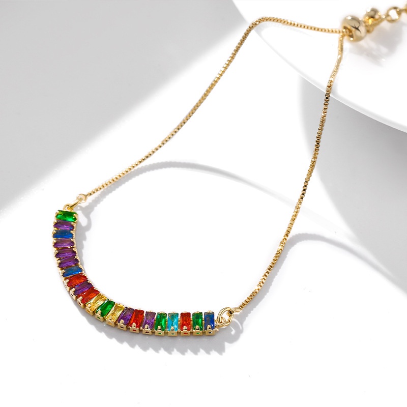 Vòng Tay Đính Đá Zircon Nhiều Màu Sắc Có Thể Điều Chỉnh Cho Nữ