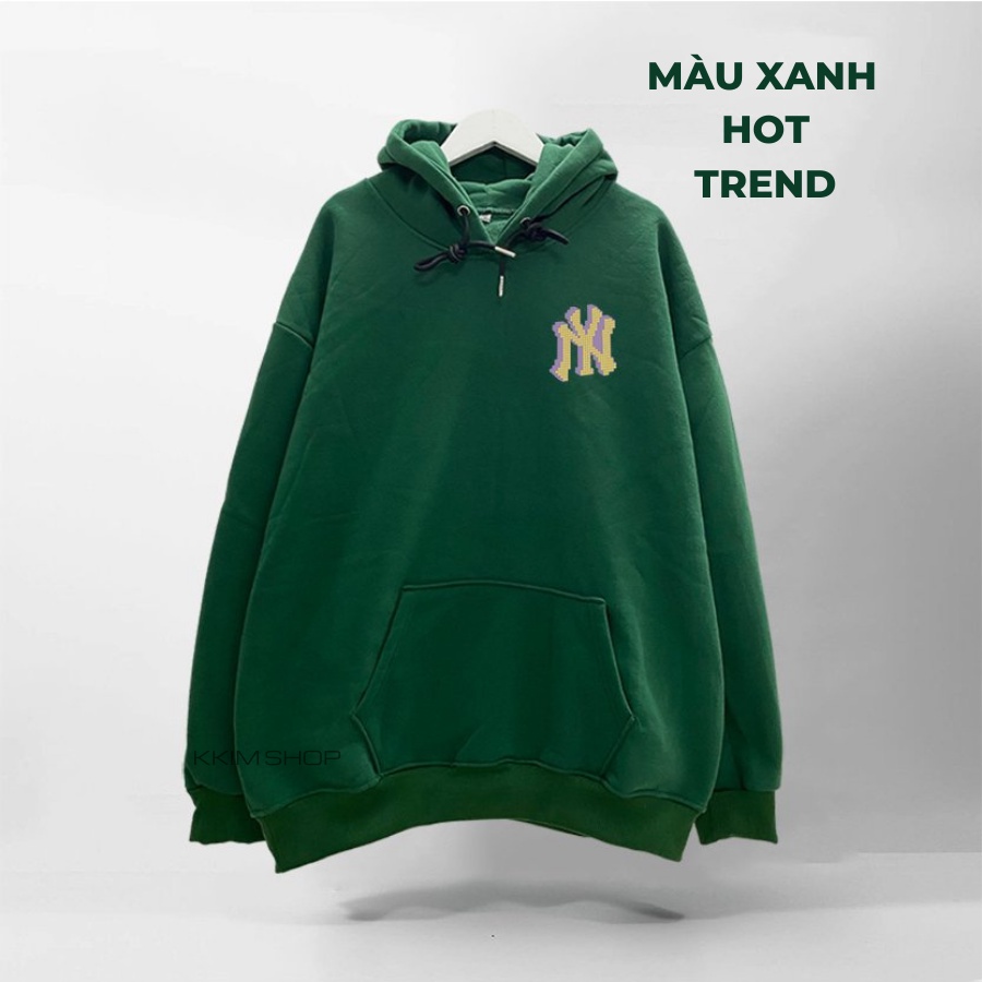 Áo Nỉ HOODIE NY, Áo hoodies MLP XANH LÁ unisex nam nữ form rộng oversize chất liệu Nỉ bông cao cấp KKIM SHOP