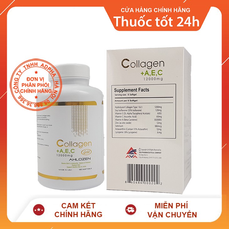 Collagen A E C 12000mg Ahlozen Gold 180 viên