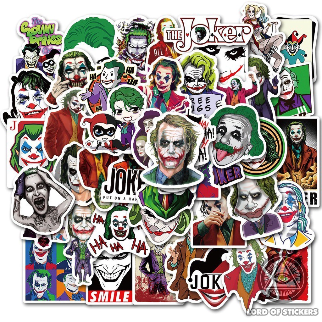 Set 50 Miếng Dán Hình Nhân Vật Joker Sticker DC Comics Chống Thấm Nước Trang Trí Mũ Bảo Hiểm, Laptop, Vali, Xe, Sổ