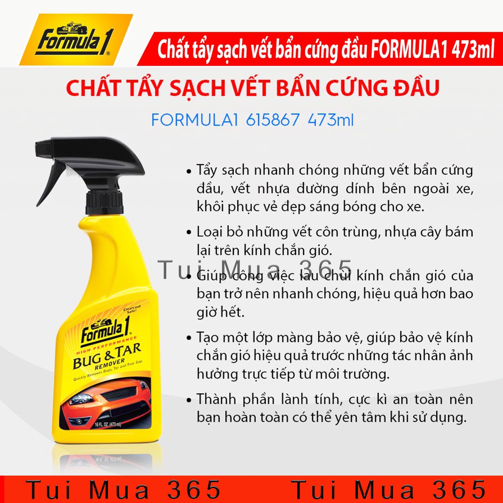 Dung Dịch chất tẩy sạch vết bẩn cứng đầu FORMULA1 cho Oto và xe máy 473ml