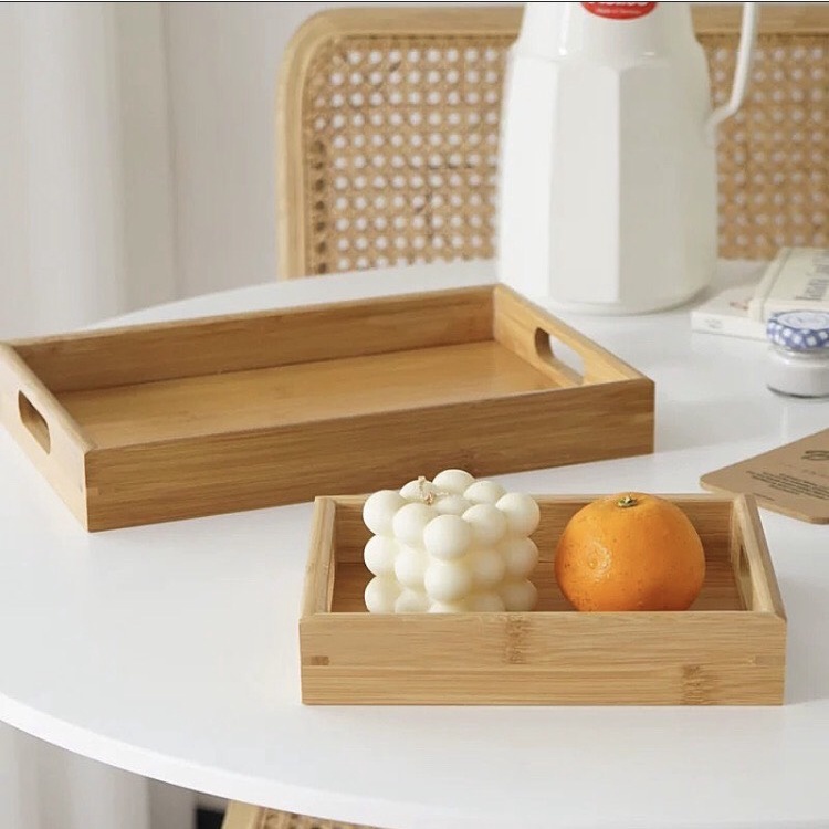 Khay gỗ đa năng có tay cầm dày 4cm dùng để bưng bê đồ ăn và đồ uống Vv... Khay gỗ đa năng cao cấp