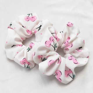 Dây buộc tóc scrunchies cherry hồng