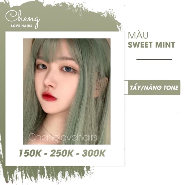 Thuốc nhuộm tóc SWEET MINT cần dùng thuốc tẩy tóc Chenglovehairs, Chenglovehair