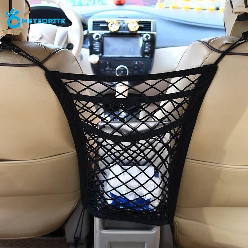 Túi Lưới Nylon Dày Dặn 3 Tầng Gắn Lưng Ghế Ngồi Xe Hơi Đựng Đồ Dùng Tiện Lợi
