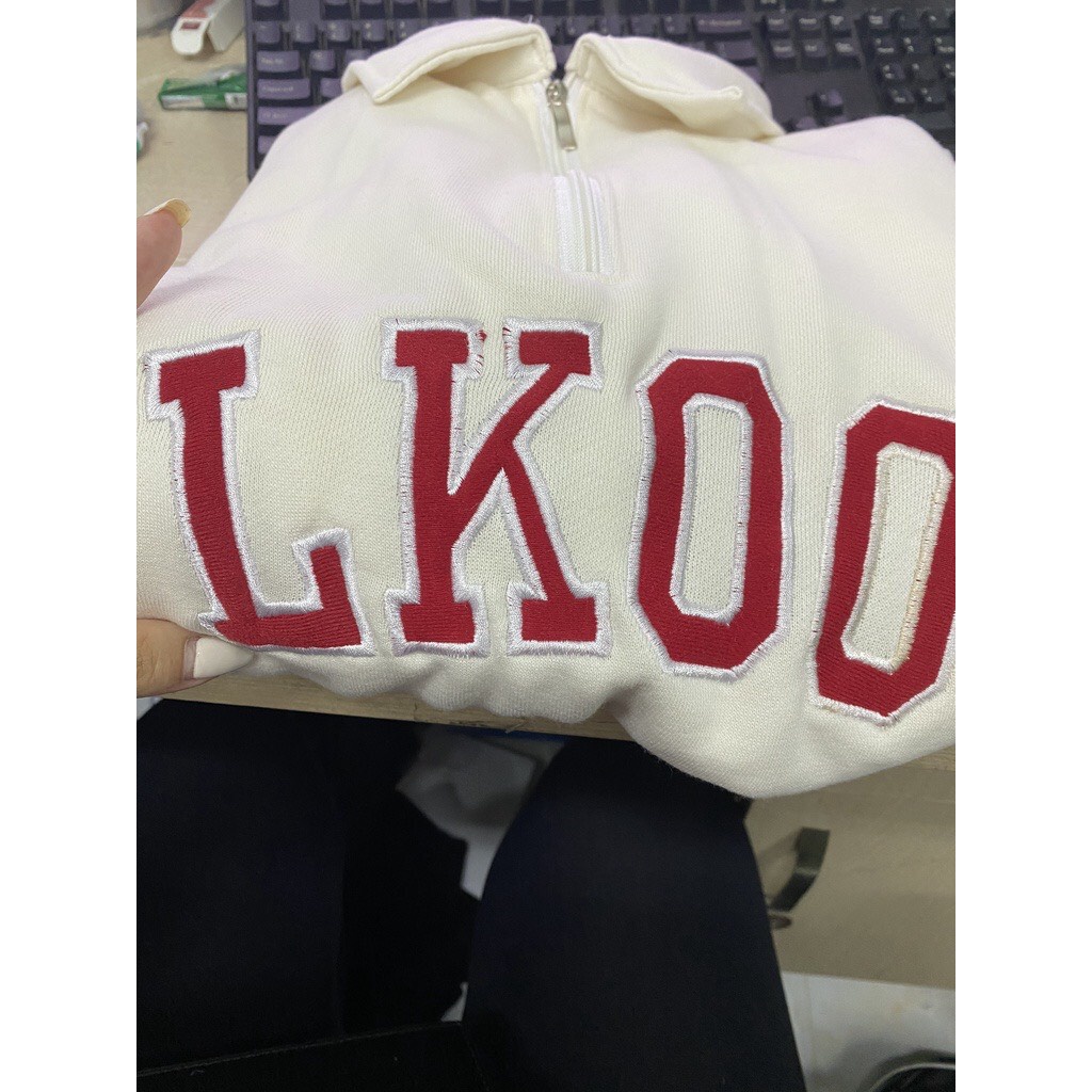 Áo sweater nữ - Áo nỉ cổ cao LKOO oversize khóa cổ form rộng tay bồng