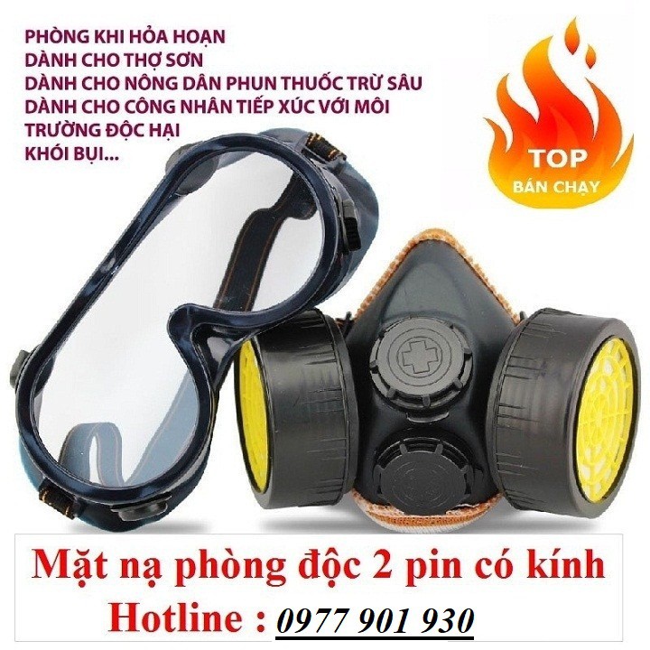 Mặt Nạ Phòng Độc - Chống Khói Có Kính - Hỗ Trợ Phun Thuốc Trừ Sâu