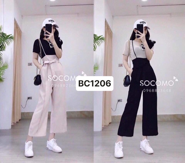 anh va viseo that 1000% Set áo + quần yếm ống rộng