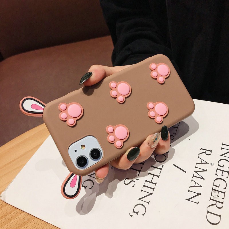 Ốp lưng Huawei Y9 Y7 Y6 P30 Nova 2i 3i 5T 7i Pro Prime Lite 2018 2019 Cute Rabbit Ears and Bear Soles Soft TPU Case