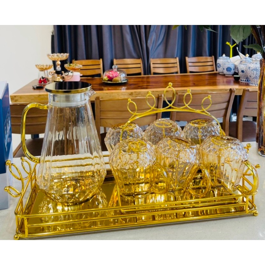 bộ cốc thủy tinh cao cấp. set thủy tinh cao cấp. cốc chén. ấm chén uống nước. bộ ly thủy tinh cao cấp. hoangdecor
