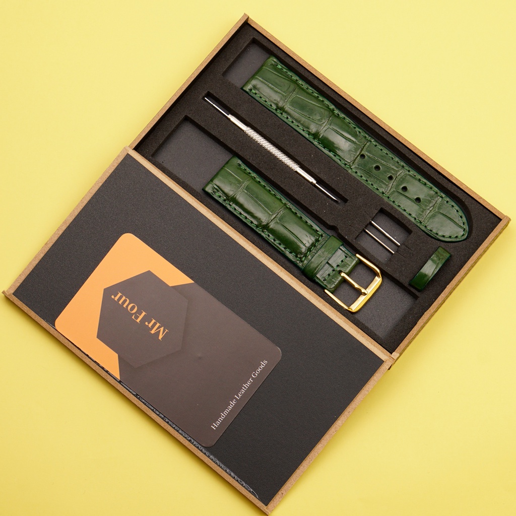 Dây Đồng Hồ Da Cá Sấu Màu Xanh Lá MrFour | Crocodile Leather Watch Bands