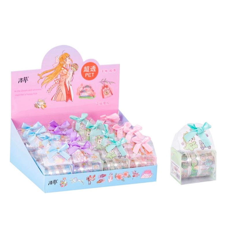 Hộp băng keo washi tape trong suốt có nơ dễ cưng