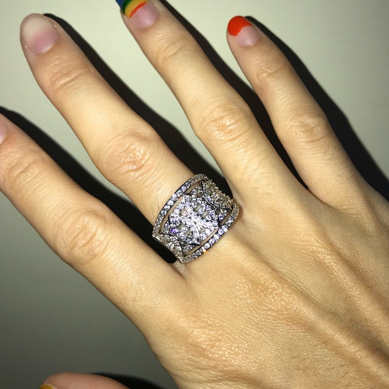 Nhẫn Đeo Tay Kim Loại Đính Đá Thanh Lịch Cho Nữ