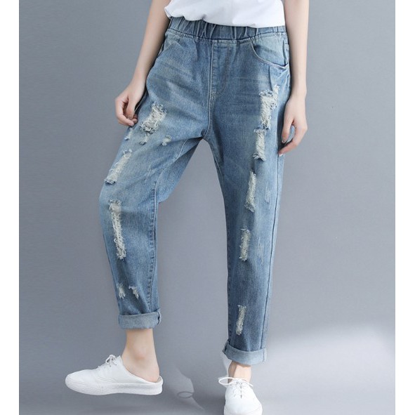 G758 Quần bò big size freesize dáng rách cá tính kiểu dáng năng động thể thao