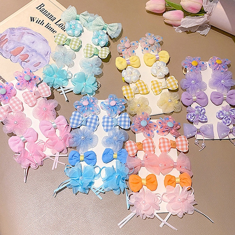 Set 10 Kẹp Tóc Nơ Màu Sắc Ngọt Ngào Cho Bé Gái