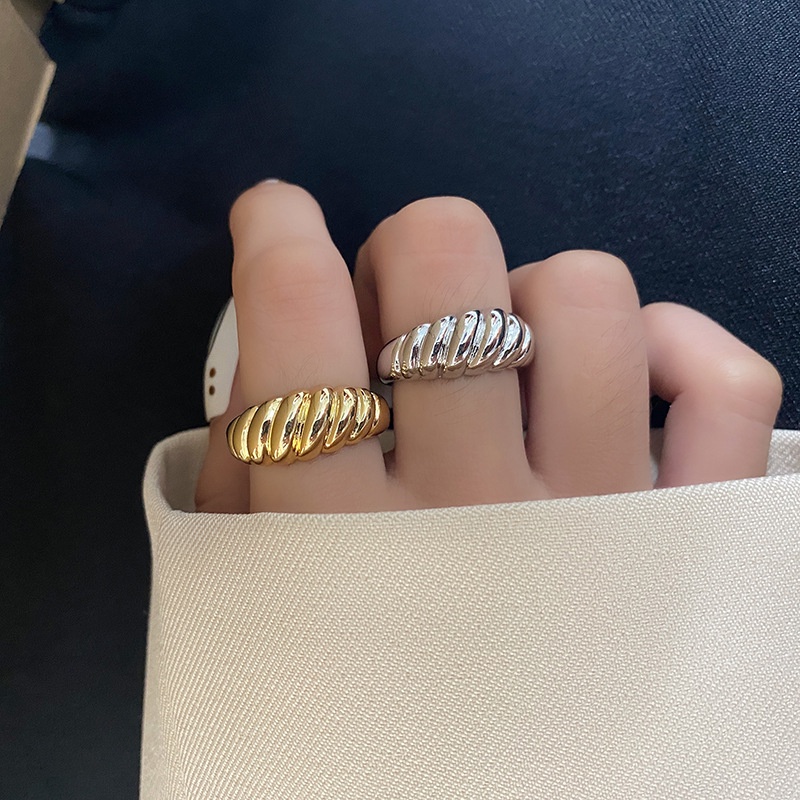 Nhẫn Bạc / Vàng Đồng Dạng Xoắn Ốc Cà Rốt Điều Chỉnh Được Hợp Thời Trang Cho Nữ