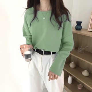 Áo thun trơn form rộng tay dài