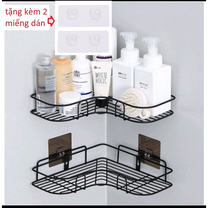 Kệ Góc Thép Không Gỉ Nhà Tắm, Kệ Tam Giác Nhà Bếp Dán Tường Siêu Dính