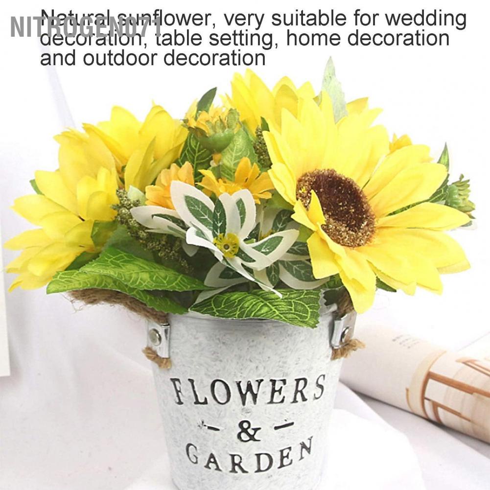 Nitrogen071 Nitrogen071 Simulation Sunflower Potted Plant High Dining Table Bonsai Fake Flower Yellow for Home Decoration