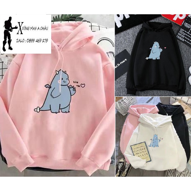 Áo hoodie nữ hình KHỦNG LONG BẮN TIM đáng yêu freesize chất liệu nỉ CC083