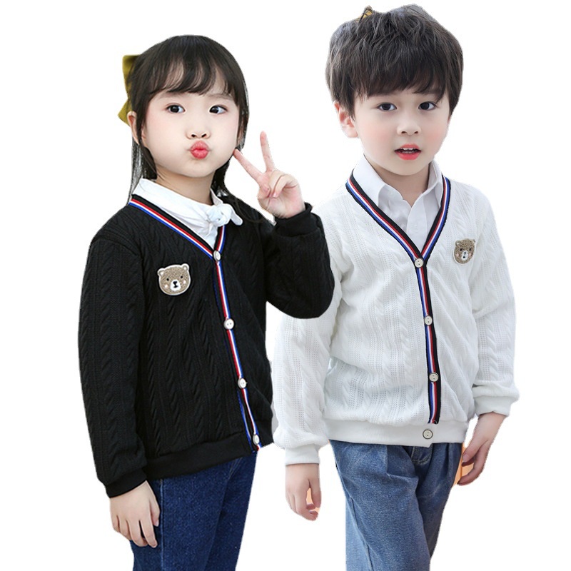 Áo khoác Cardigan dệt kim Hàn Quốc đơn giản và dễ thương cho bé trai và bé gái