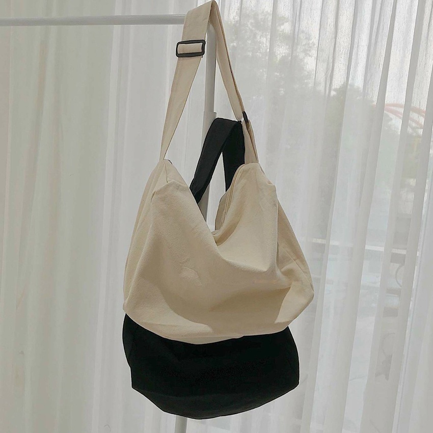 Túi tote đeo chéo trống siu to Bag.Thanhthu có khoá kéo và túi con vải canvas phong cách Ulzzang để được sách 551