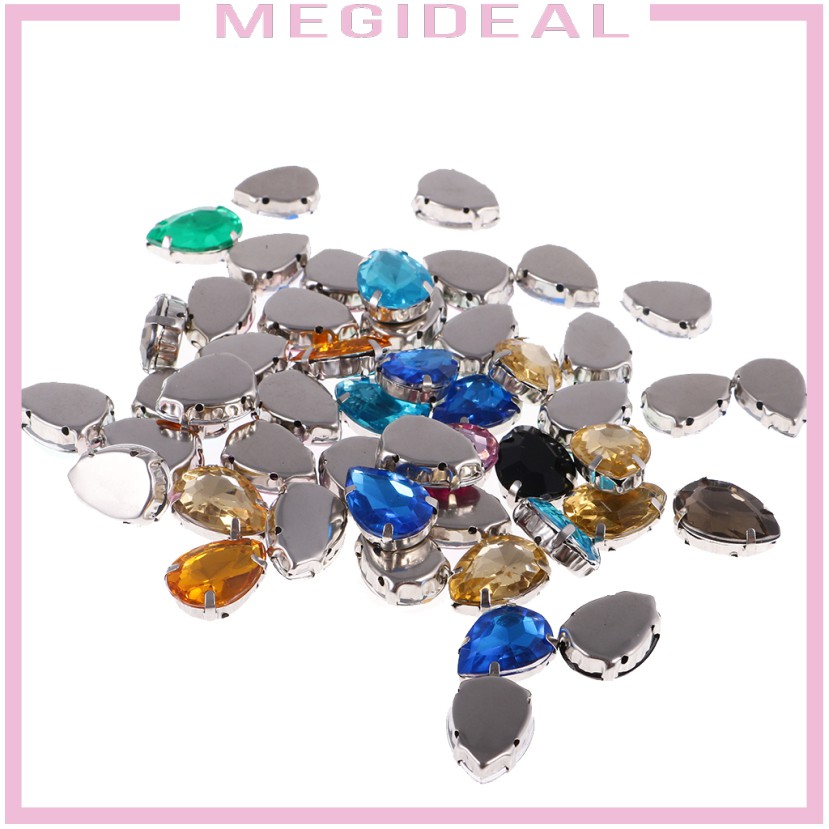 50 Chiếc Nút Đính Đá Acrylic Hình Giọt Nước Nhiều Màu 13x18mm