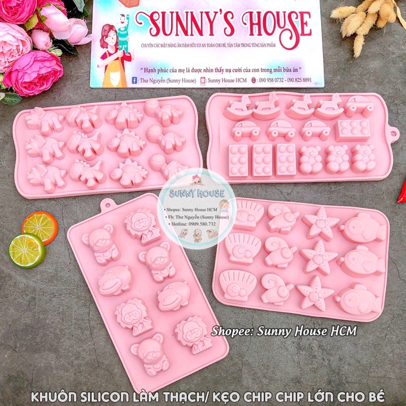 Khuôn silicon làm kẹo chip chip to, Khuôn làm thạch, pudding, bánh, kẹo dẻo,..(Loại đẹp)