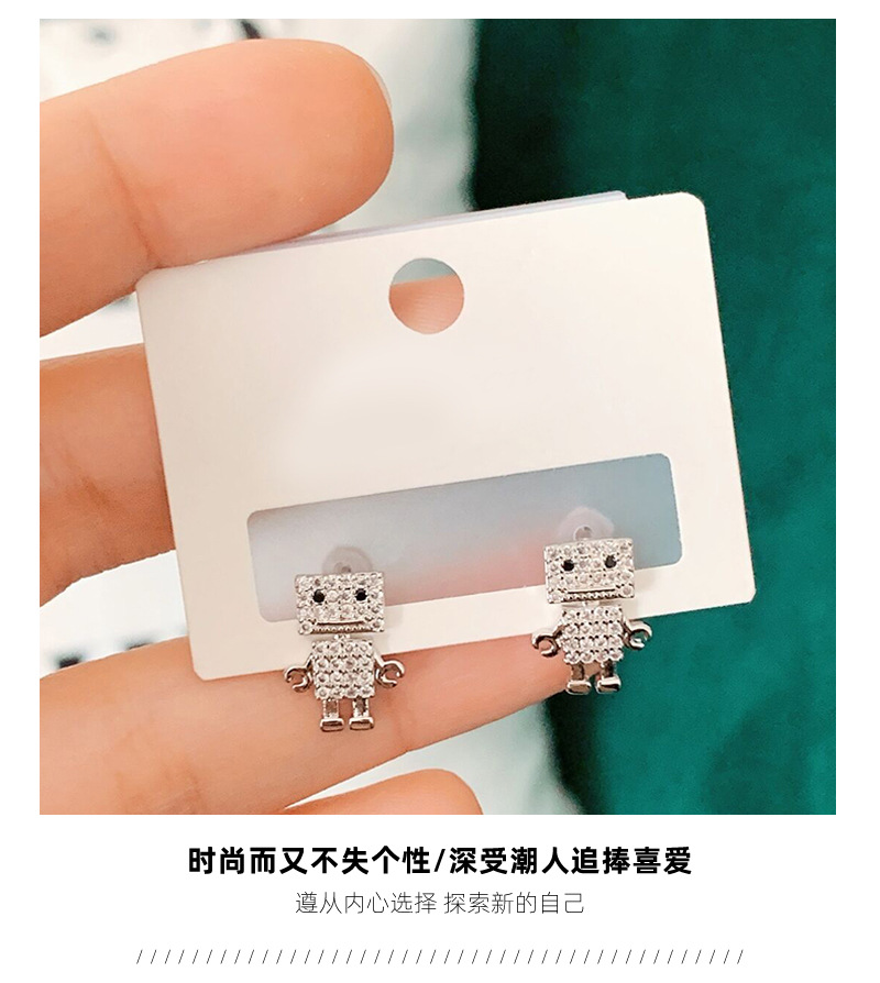 Bông Tai Hình Robot Đính Đá Đơn Giản Phong Cách Hàn Quốc 22833