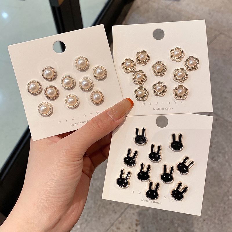 Bộ 2-10 Khuy Măng Sét Đính Ngọc Trai Dễ Thương