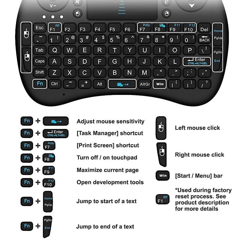 I8 Wireless Mice Air Mouse Touchpad Keyboard 2.4GHz Back-lit