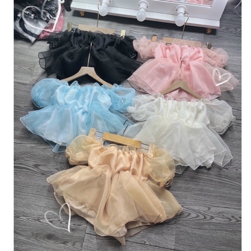 Áo bẹt vai lưới kính công chúa xinh xắn LK1