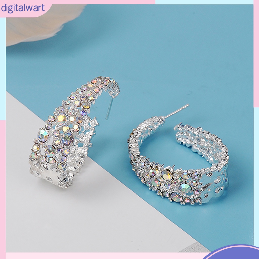 Bông Tai Hình Chữ C Đính Đá Nhiều Màu Sắc Thời Trang Cho Nữ