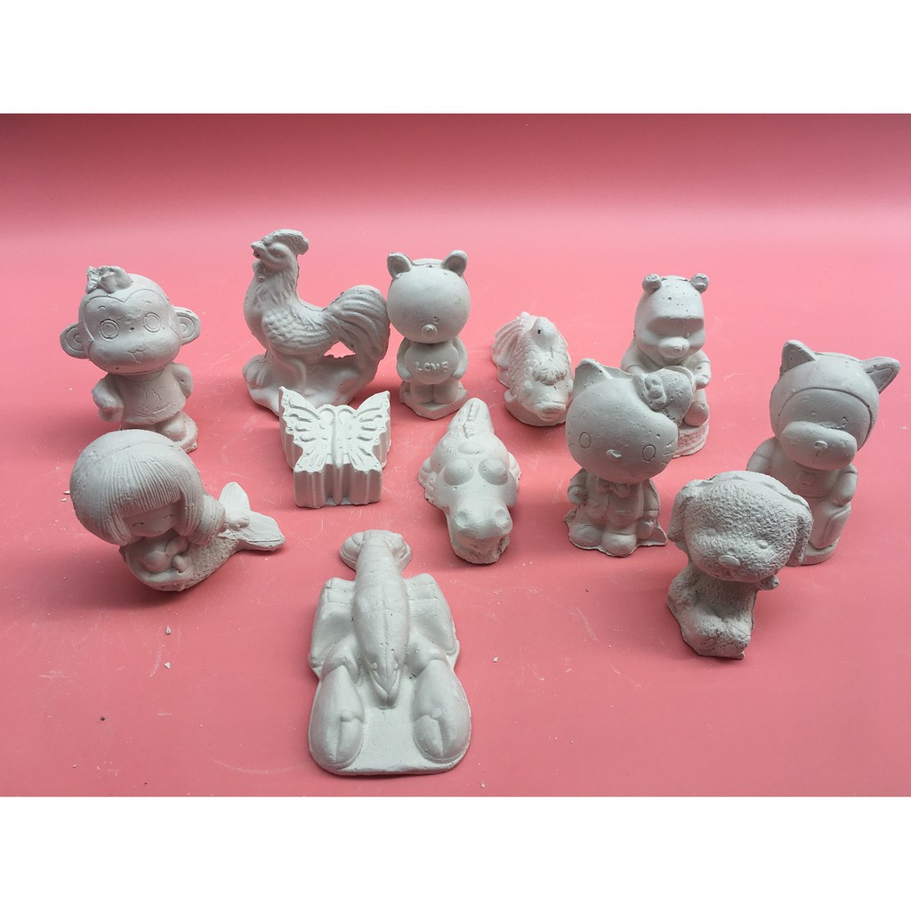 Combo 10 tượng tô màu kèm 2 vỉ 8 màu và 2 bút lông