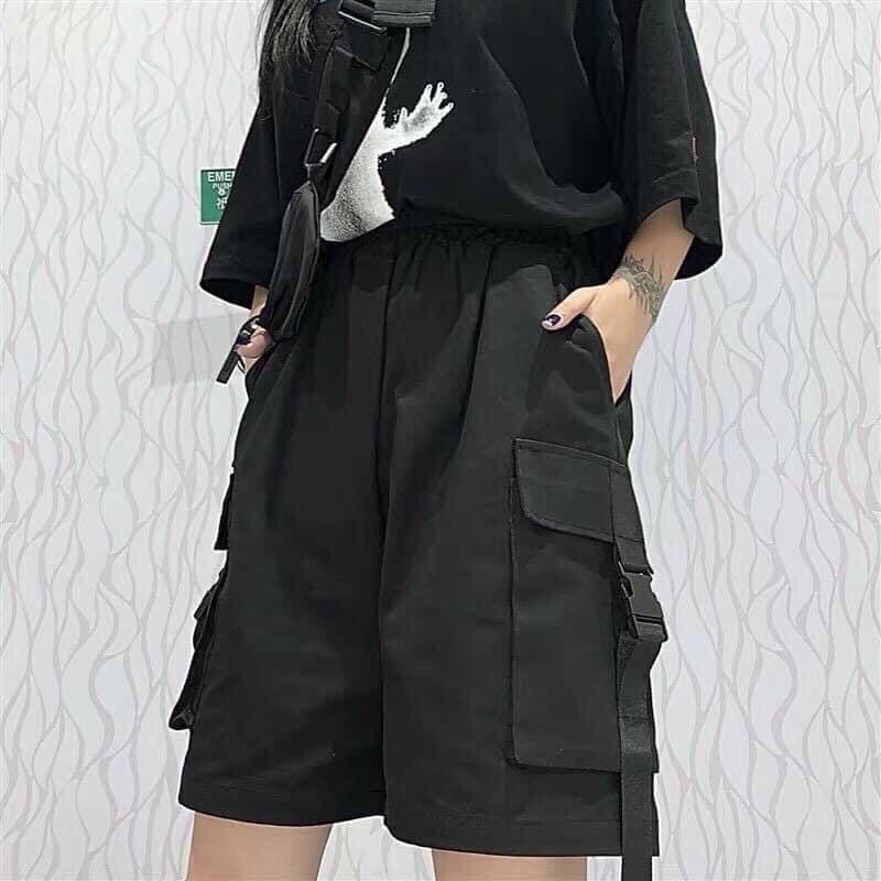 Quần short ngố Kaki túi hộp Dây túi nam nữ phong cách ulzzang
