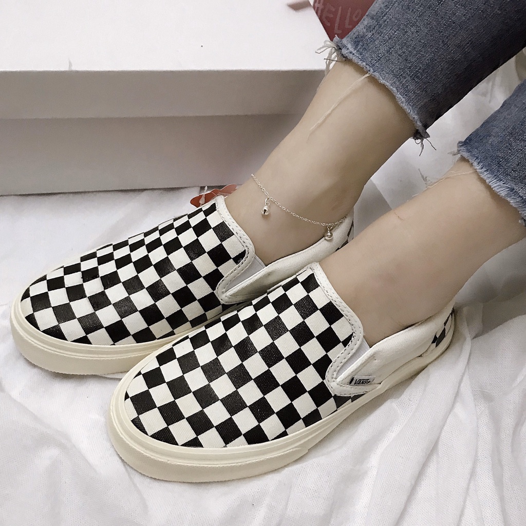 Giày sneaker vans caro lười, Giày van slip on caro vải cao cấp tiện lợi full size nam nữ | BigBuy360 - bigbuy360.vn